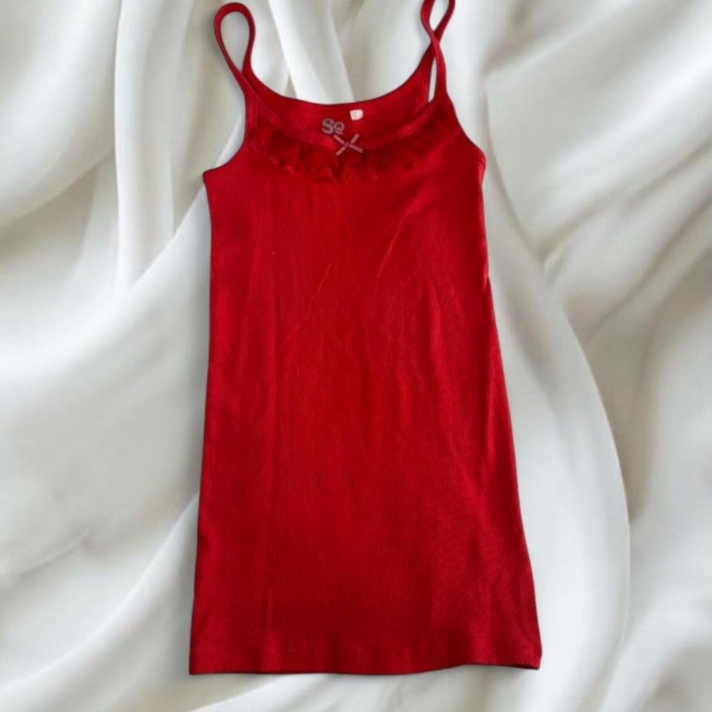 SO red lace babydoll cami tank top y2k vintage mcbling